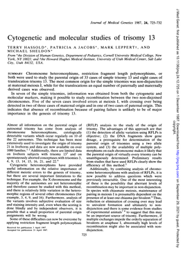 Cytogenetic and Molecular Studies of Trisomy 13