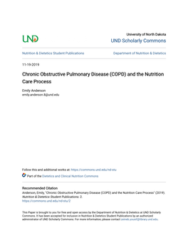 Chronic Obstructive Pulmonary Disease (COPD) and the Nutrition Care Process