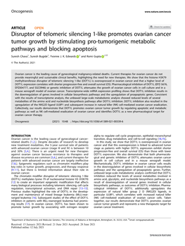 Disruptor of Telomeric Silencing 1-Like Promotes Ovarian Cancer Tumor