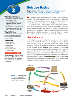 Relative Dating Key Concept Scientists Can Interpret the Sequence of 2 Events in Earth’S History by Studying Rock Layers
