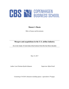 Master's Thesis Mergers and Acquisitions in the U.S. Airline Industry