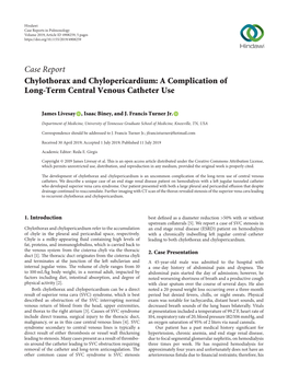 Chylothorax and Chylopericardium: a Complication of Long-Term Central Venous Catheter Use