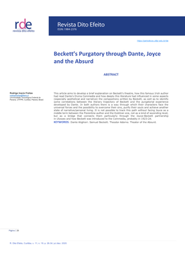 Beckett's Purgatory Through Dante, Joyce and the Absurd