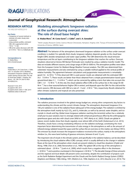 Modeling Atmospheric Longwave Radiation at the Surface During