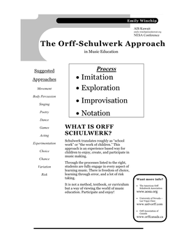 The Orff-Schulwerk Approach • Imitation • Exploration