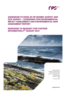 MGE0741RP0007 Addendum to Edge 2D HR Seismic Survey and Site Survey – Screening for EIA and ERA Report Response to RFI F01 21 October 2019