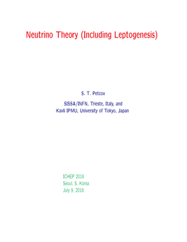 Neutrino Theory (Including Leptogenesis)