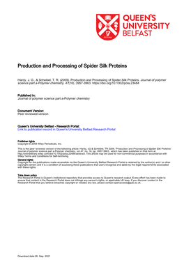 Production and Processing of Spider Silk Proteins