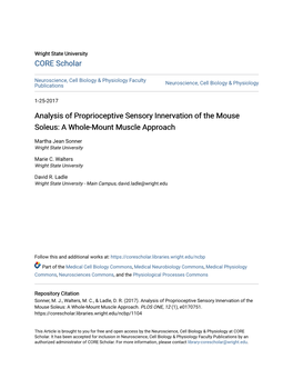 Analysis of Proprioceptive Sensory Innervation of the Mouse Soleus: a Whole-Mount Muscle Approach
