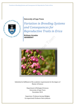 Variation in Breeding Systems and Consequences for Reproductive Traits in Erica