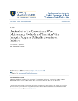 An Analysis of the Conventional Wire Maintenance Methods and Transition Wire Integrity Programs Utilized in the Aviation Industry