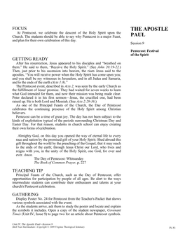The Apostle Paul—Session 9 Shell Year Intermediate—Copyright © 2009 Virginia Theological Seminary IV-51