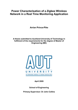 Power Characterisation of a Zigbee Wireless Network in a Real Time Monitoring Application