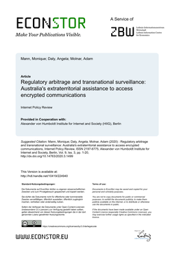 Regulatory Arbitrage and Transnational Surveillance: Australia's Extraterritorial Assistance to Access Encrypted Communications