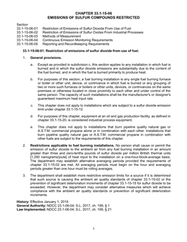 Chapter 33.1-15-06 Emissions of Sulfur Compounds Restricted