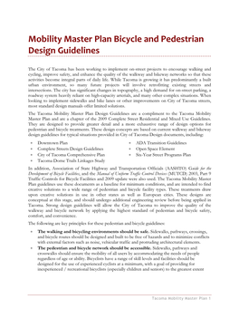 Mobility Master Plan Bicycle and Pedestrian Design Guidelines