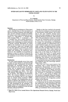 IAWA Bulletin Ns, Vol. 4 (2-3),1983 79 INTERVASCULAR PIT