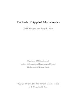 Methods of Applied Mathematics