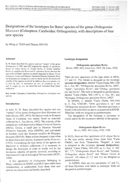 (Coleoptera: Caraboidea: Orthogoniini), with Descriptions of Four New Species by Ming-Yi TIAN and Thierry DEUVE