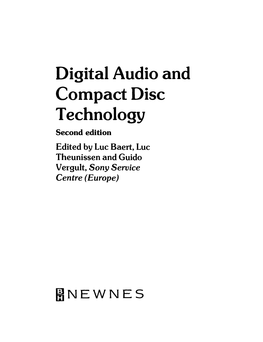 Digital Audio and Compact Disc Technology Second Edition Edited by Luc Baert, Luc Theunissen and Guido Vergult, Sony Service Centre (Europe)