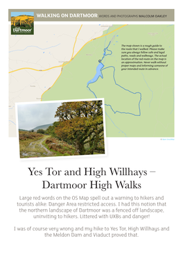 Yes Tor and High Willhays – Dartmoor High Walks Large Red Words on the OS Map Spell out a Warning to Hikers and Tourists Alike: Danger Area Restricted Access