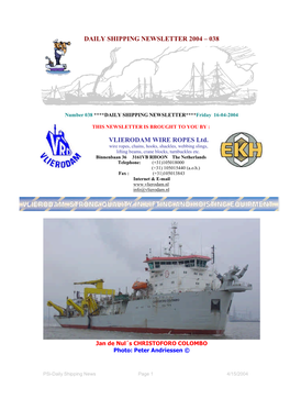 Daily Shipping Newsletter 2004 – 038