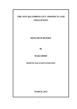 The New Kigamboni City: Prospects and Challenges