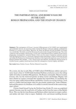 The Parthian Rival and Rome's Failure in the East: Roman