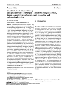 Late Glacial River-Bed Changes on the Little Hungarian Plain, Based on Preliminary Chronological, Geological and Paleontological Data