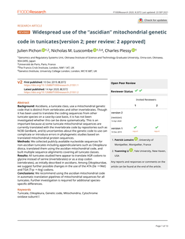 Mitochondrial Genetic Code in Tunicates[Version