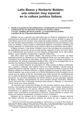 Lelio Basso Y Norberto Bobbio: Una Relación Muy Especial En La Cultura Jurídica Italiana