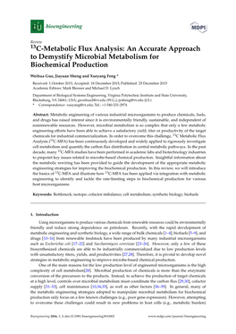 13C-Metabolic Flux Analysis: an Accurate Approach to Demystify Microbial Metabolism for Biochemical Production