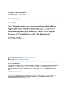 A Concise Asymmetric Synthesis of Microtubule Inhibitor Tryprostatin B