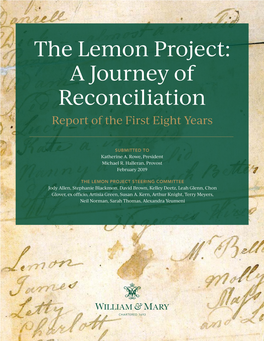 The Lemon Project: a Journey of Reconciliation Report of the First Eight Years