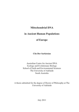 Mitochondrial DNA in Ancient Human Populations of Europe