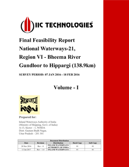 Final Feasibility Report National Waterways-21, Region VI - Bheema River Gundloor to Hippargi (138.9Km)