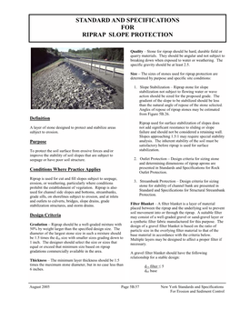 Standard and Specifications for Riprap Slope Protection