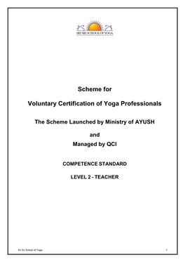 Scheme for Voluntary Certification of Yoga Professionals