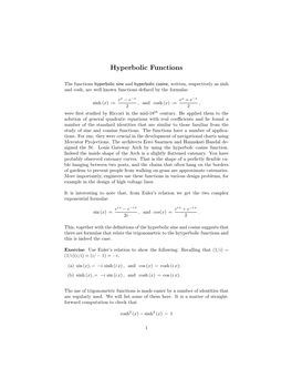 Hyperbolic Functions