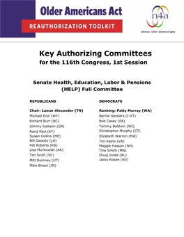 OAA Reauthorizing Committees List