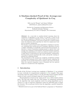 A Machine-Checked Proof of the Average-Case Complexity of Quicksort in Coq