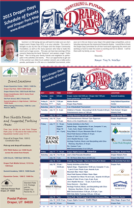 2015 Draper Days Schedule of Events and Draper Park Map Draper City