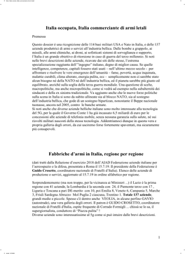 Italia Occupata, Italia Commerciante Di Armi Letali Fabbriche D'armi in Italia