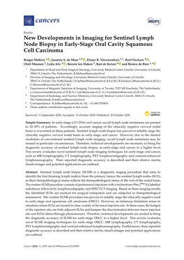 New Developments in Imaging for Sentinel Lymph Node Biopsy in Early-Stage Oral Cavity Squamous Cell Carcinoma