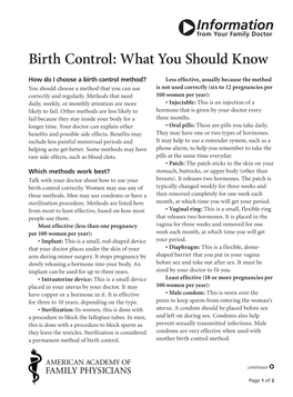 Birth Control: What You Should Know