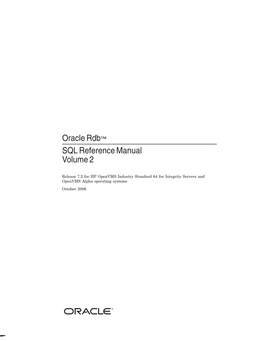 Oracle Rdb™ SQL Reference Manual Volume 2