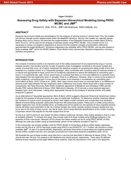 Assessing Drug Safety with Bayesian Hierarchical Modeling Using PROC MCMC and JMP® Richard C