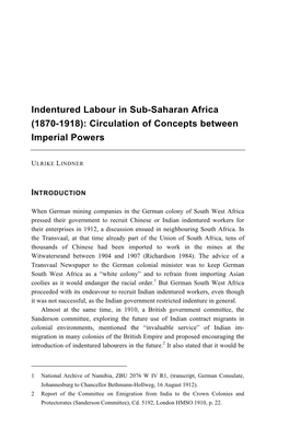 Indentured Labour in Sub-Saharan Africa (1870-1918): Circulation of Concepts Between Imperial Powers