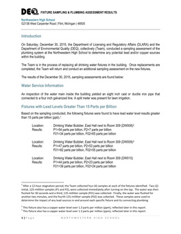 Northwestern High School Fixture Sampling and Plumbing