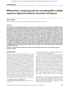 Comparing Tools for Noncoding RNA Multiple Sequence Alignment Based on Structural Consistency